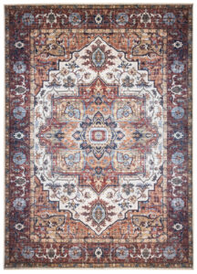 Dywan Flannel Brązowy Ramka Rozeta Vintage