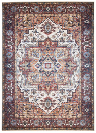 Dywan Flannel Brązowy Ramka Rozeta Vintage