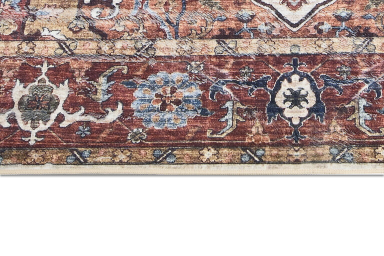 Dywan Flannel Brązowy Ramka Rozeta Vintage