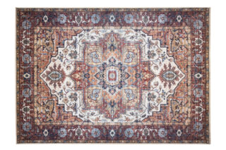 Dywan Flannel Brązowy Ramka Rozeta Vintage