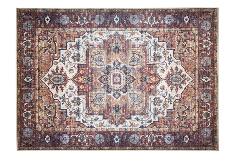 Dywan Flannel Brązowy Ramka Rozeta Vintage