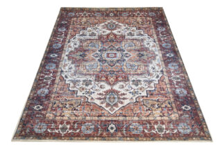Dywan Flannel Brązowy Ramka Rozeta Vintage