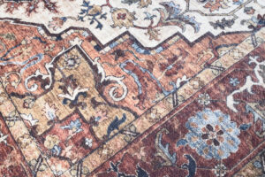 Dywan Flannel Brązowy Ramka Rozeta Vintage