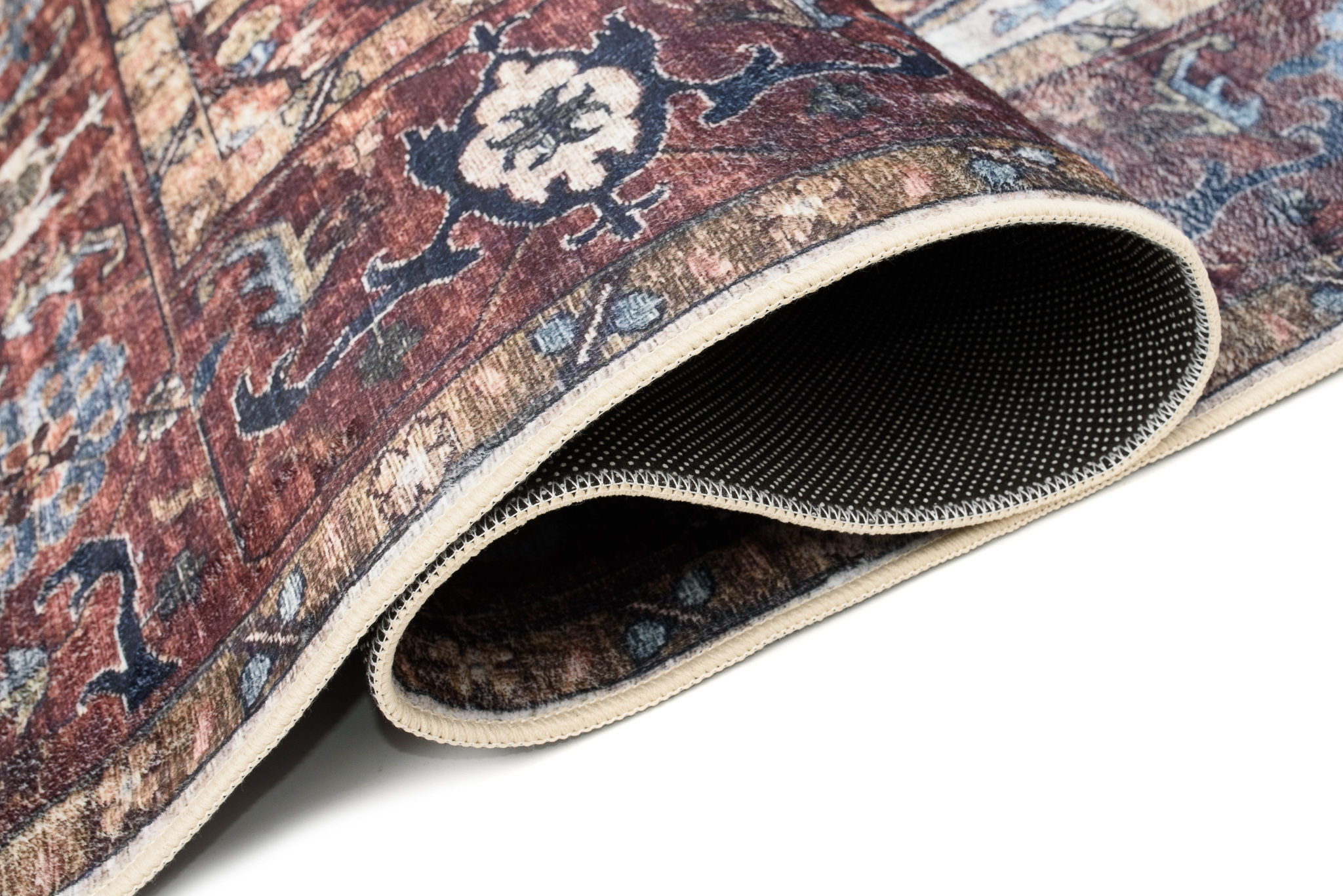 Dywan Flannel Brązowy Ramka Rozeta Vintage