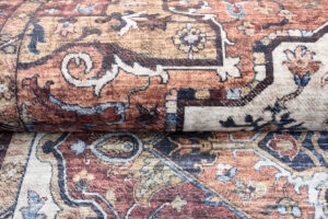 Dywan Flannel Brązowy Ramka Rozeta Vintage