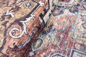 Dywan Flannel Brązowy Ramka Rozeta Vintage