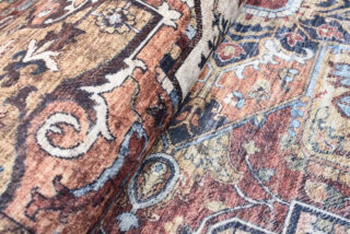 Dywan Flannel Brązowy Ramka Rozeta Vintage