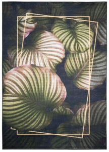 Dywan Flannel Ciemny Zielony Liście Ramka