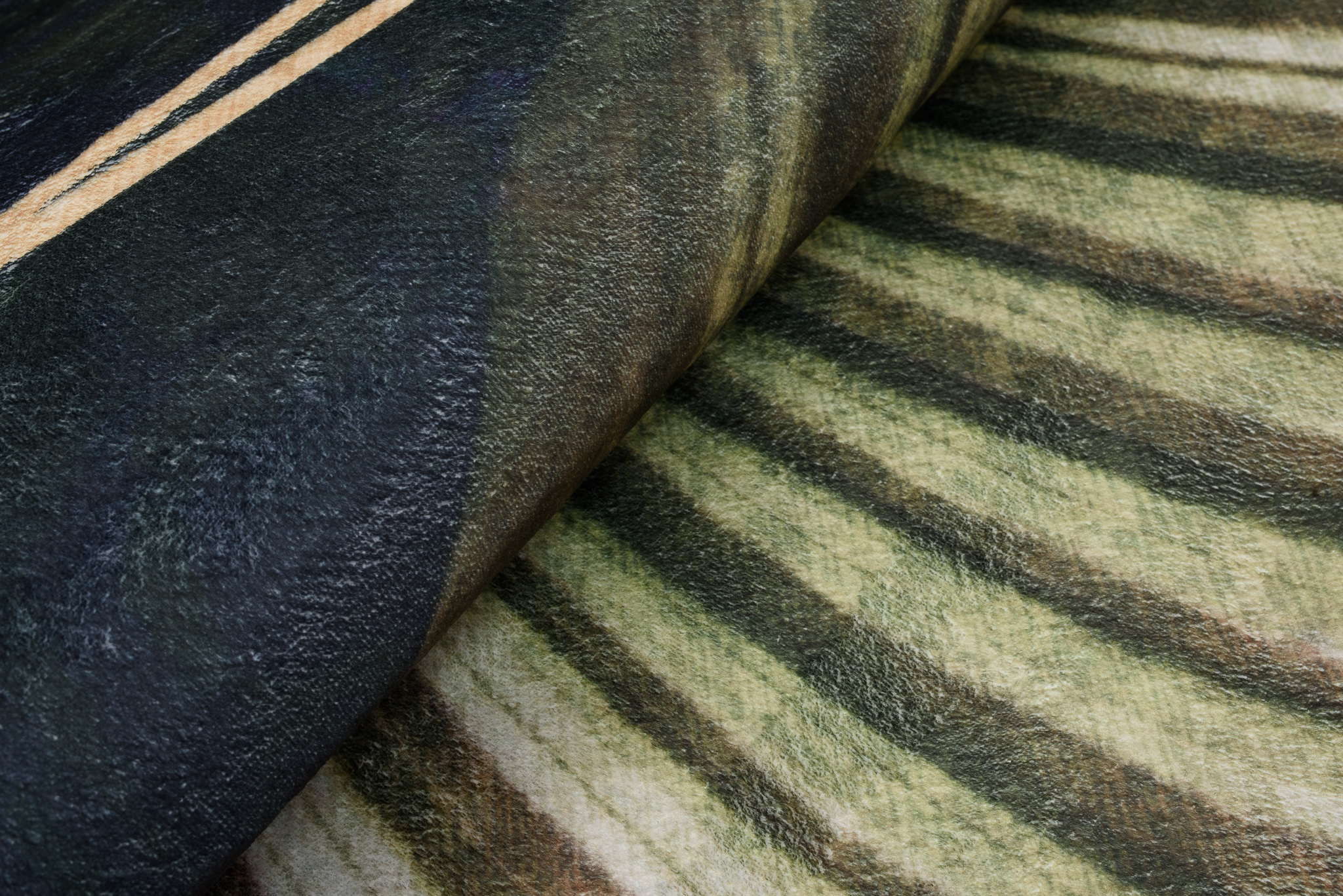 Dywan Flannel Ciemny Zielony Liście Ramka