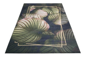 Dywan Flannel Ciemny Zielony Liście Ramka