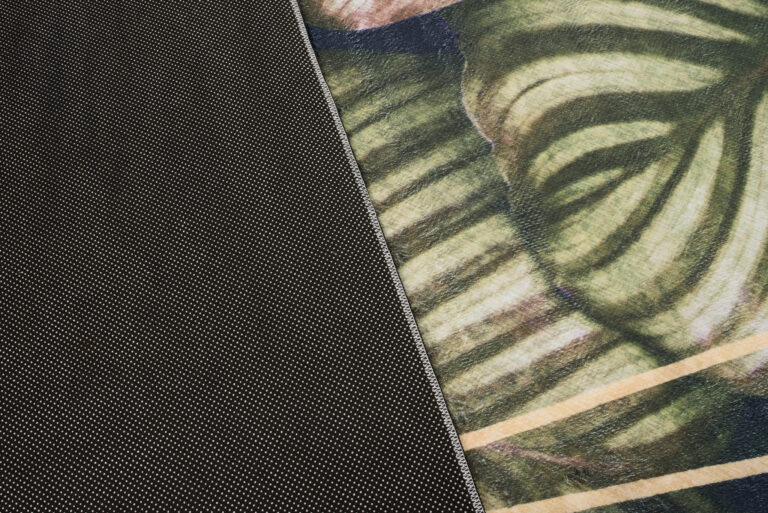 Dywan Flannel Ciemny Zielony Liście Ramka