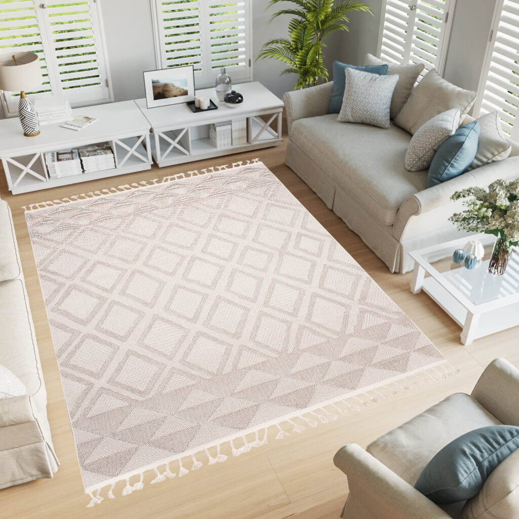 Dywan Timber Indoor Outdoor Beżowy Romby Trójkąty