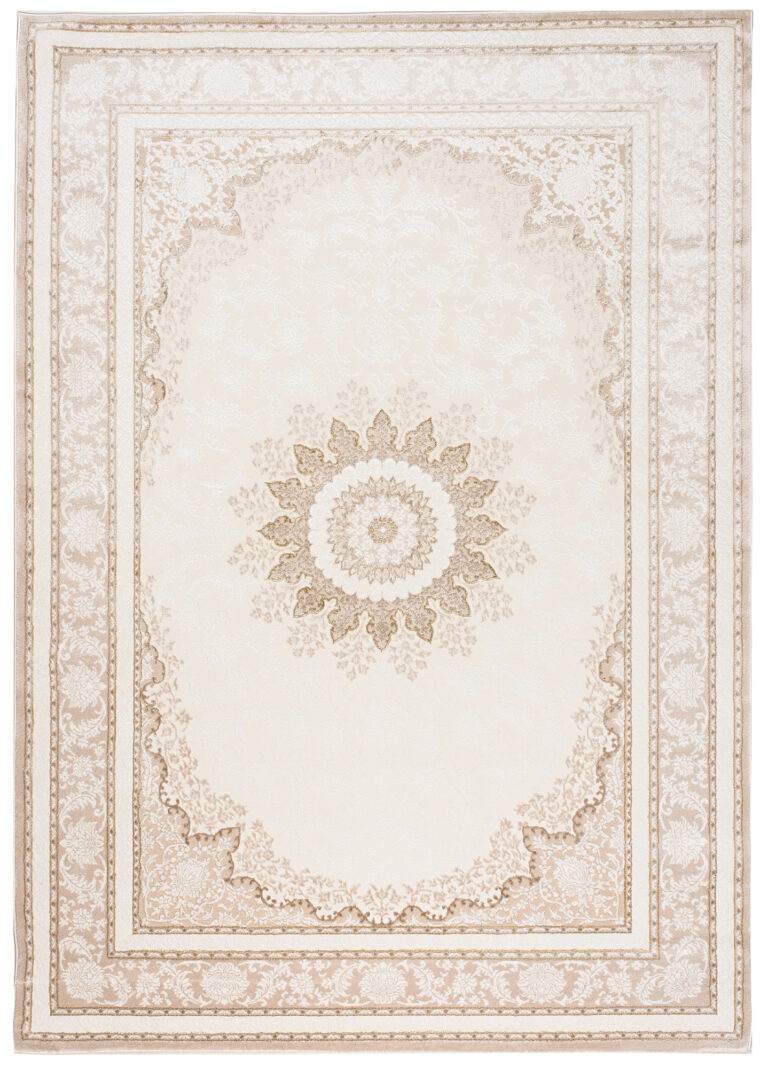 Dywan Hera Kremowy Beżowy Vintage Rozeta Efekt 3D