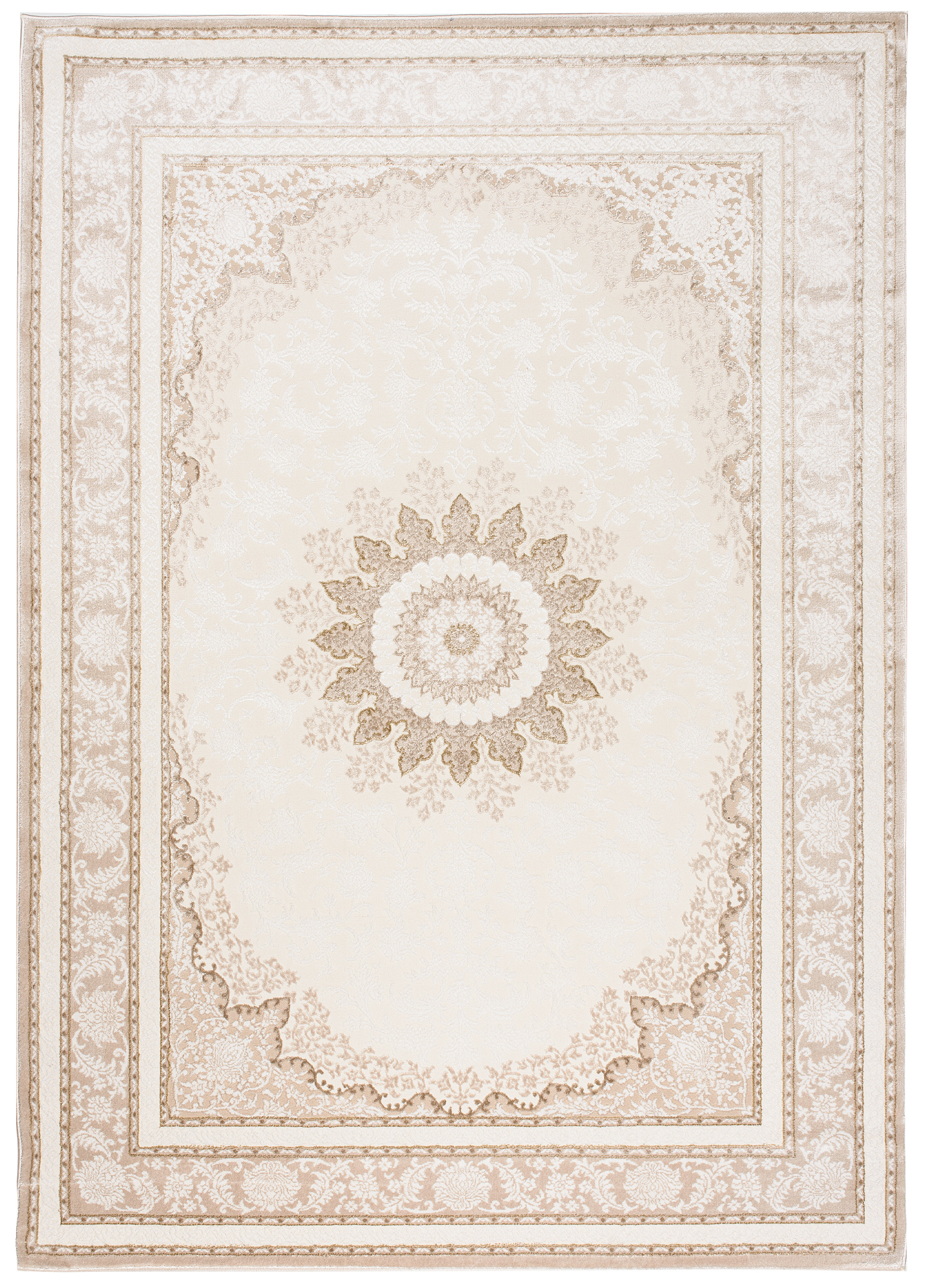 Dywan Hera Kremowy Beżowy Vintage Rozeta Efekt 3D