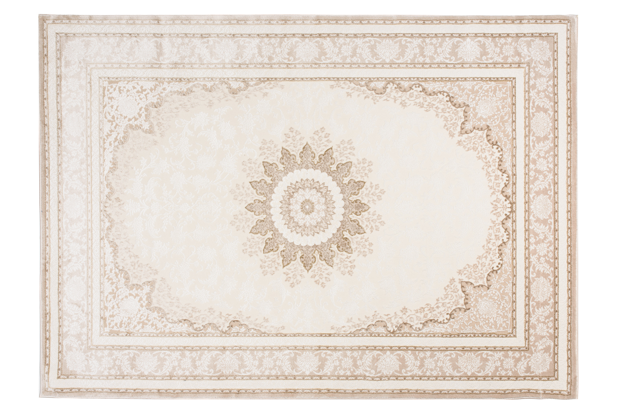 Dywan Hera Kremowy Beżowy Vintage Rozeta Efekt 3D