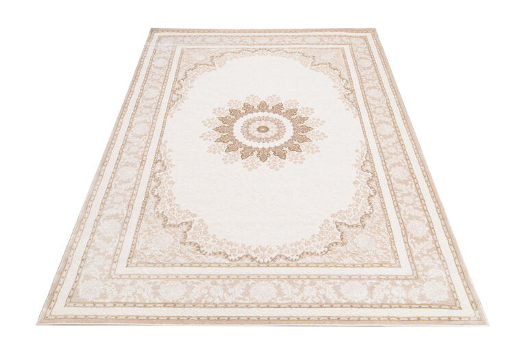 Dywan Hera Kremowy Beżowy Vintage Rozeta Efekt 3D