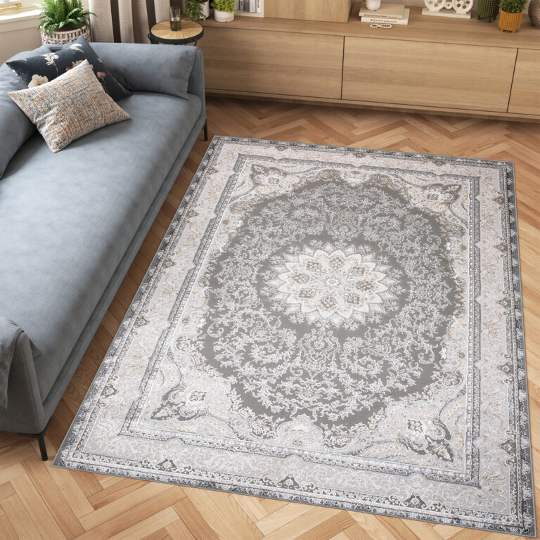 Dywan Hera Szary Beżowy Kremowy Klasyczny Efekt 3D