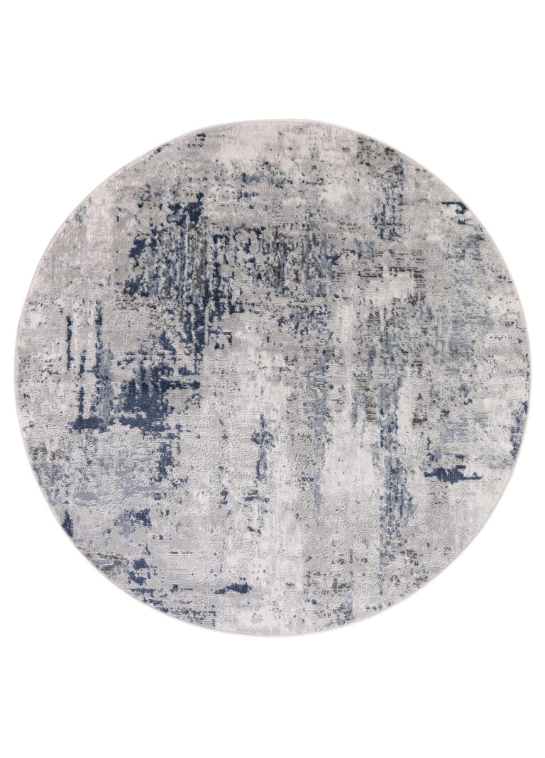 Dywan Sky Okrągły Szary Niebieski Abstrakcyjny Przetarcia