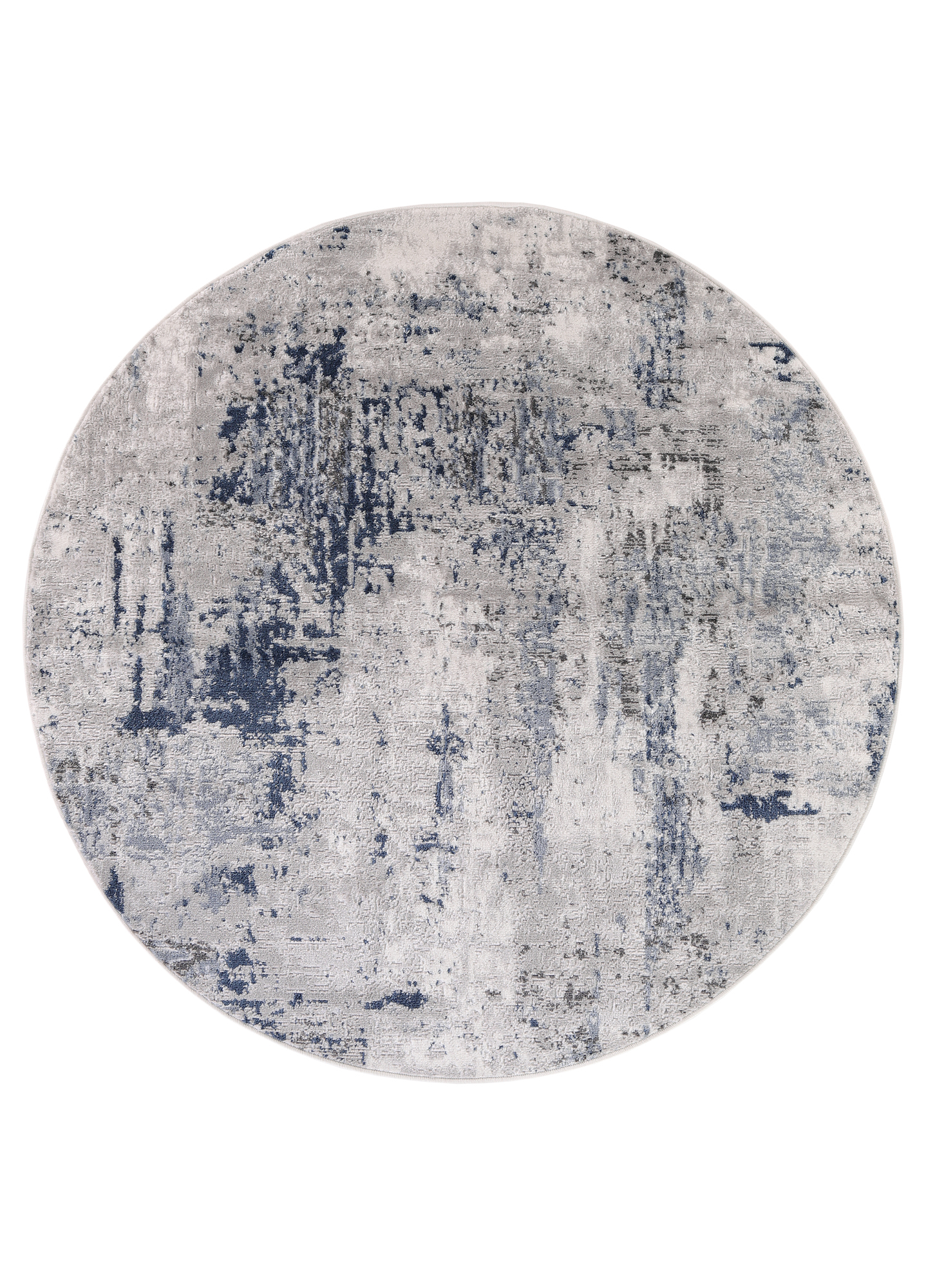 Dywan Sky Okrągły Szary Niebieski Abstrakcyjny Przetarcia