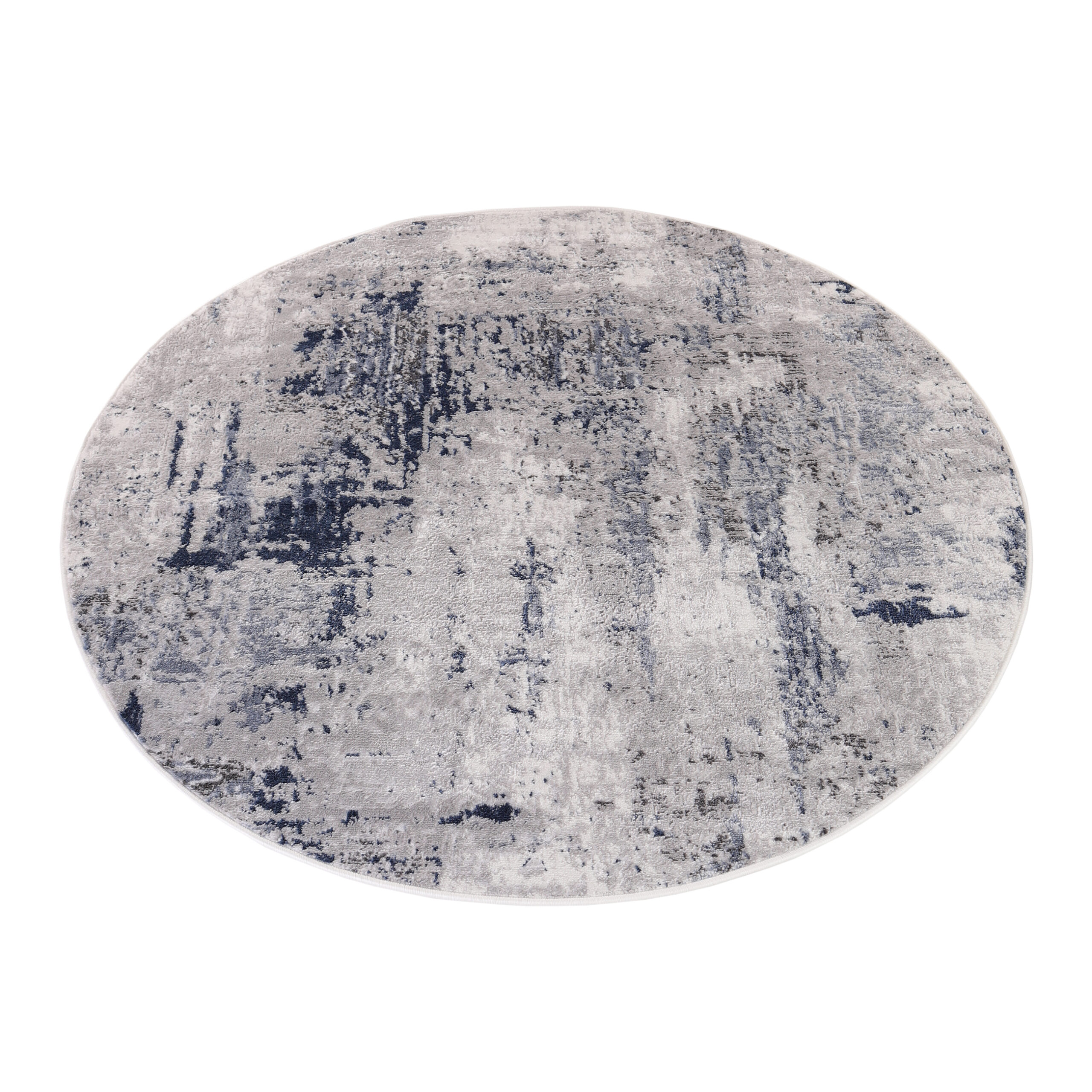 Dywan Sky Okrągły Szary Niebieski Abstrakcyjny Przetarcia