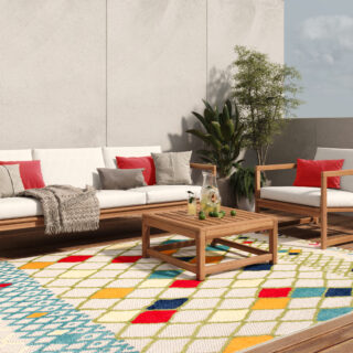 Dywan Zewnętrzny Patio Wielokolorowy Etniczny