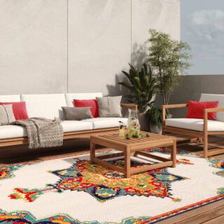 Dywan Zewnętrzny Patio Wielokolorowy Vintage