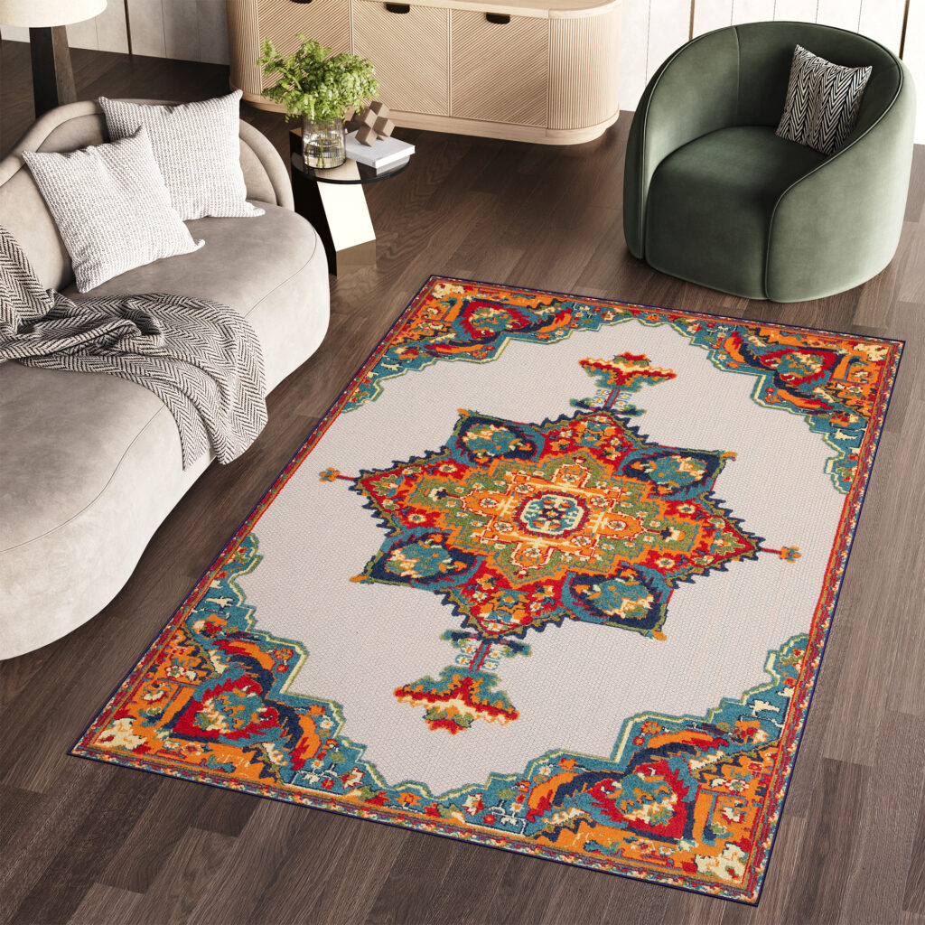 Dywan Zewnętrzny Patio Wielokolorowy Vintage