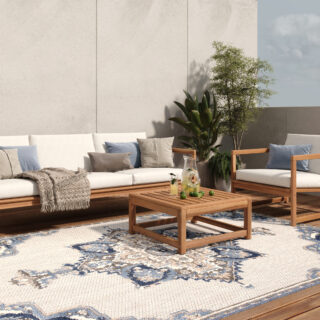 Dywan Zewnętrzny Patio Szary Niebieski Vintage