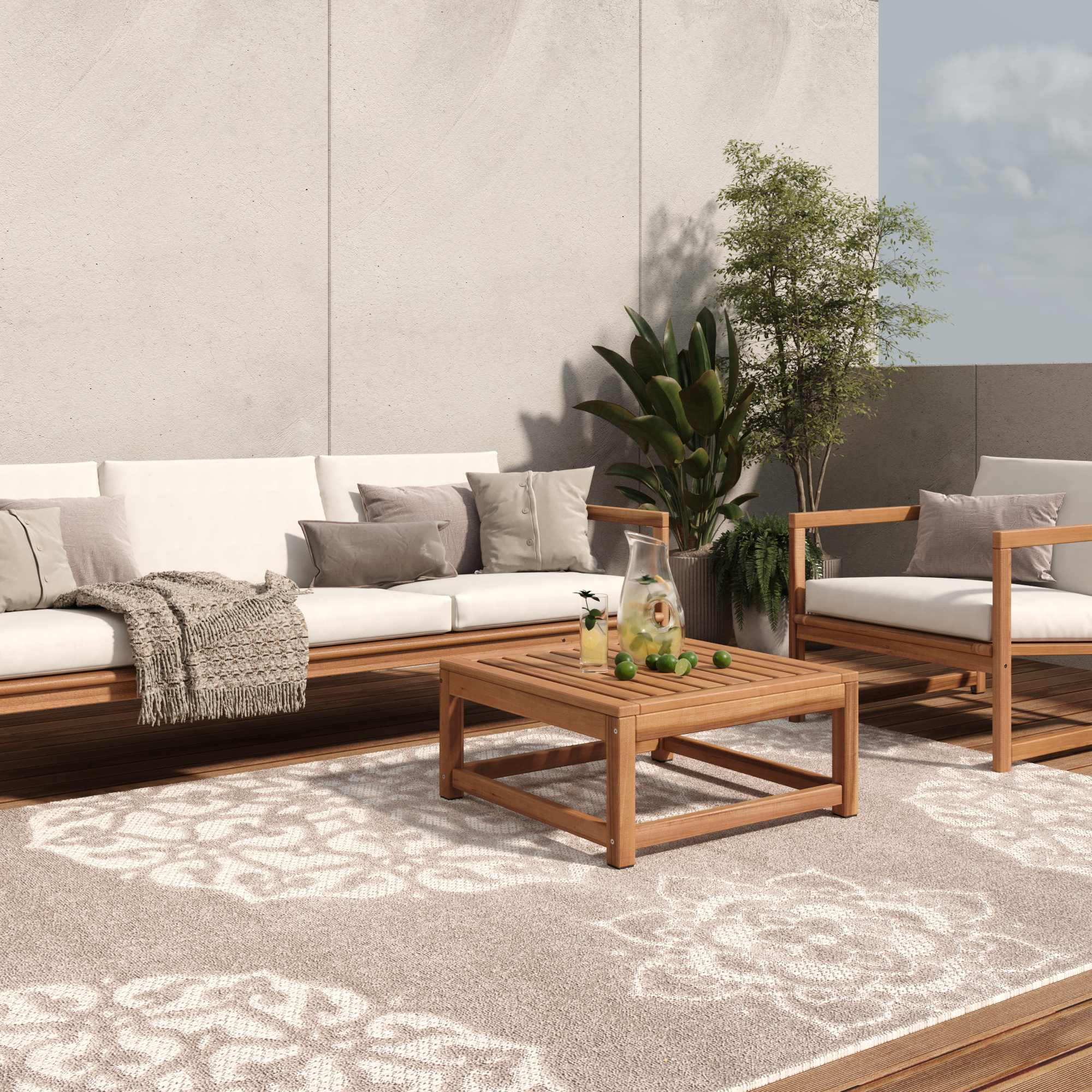 Dywan Zewnętrzny Patio Szary Ornamenty