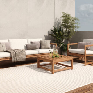 Dywan Zewnętrzny Patio Kremowy Geometryczny