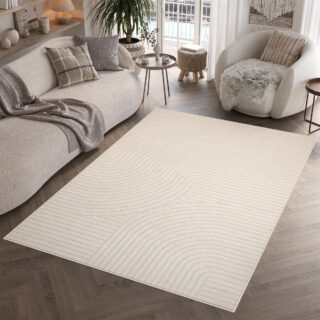 Dywan Zewnętrzny Patio Kremowy Linie
