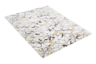 Dywan Shine Szary Złoty Geometryczny Linie Efekt 3D
