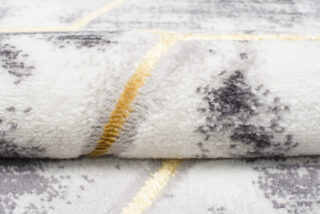 Dywan Shine Szary Złoty Sześciokąt Geometryczny Efekt 3D