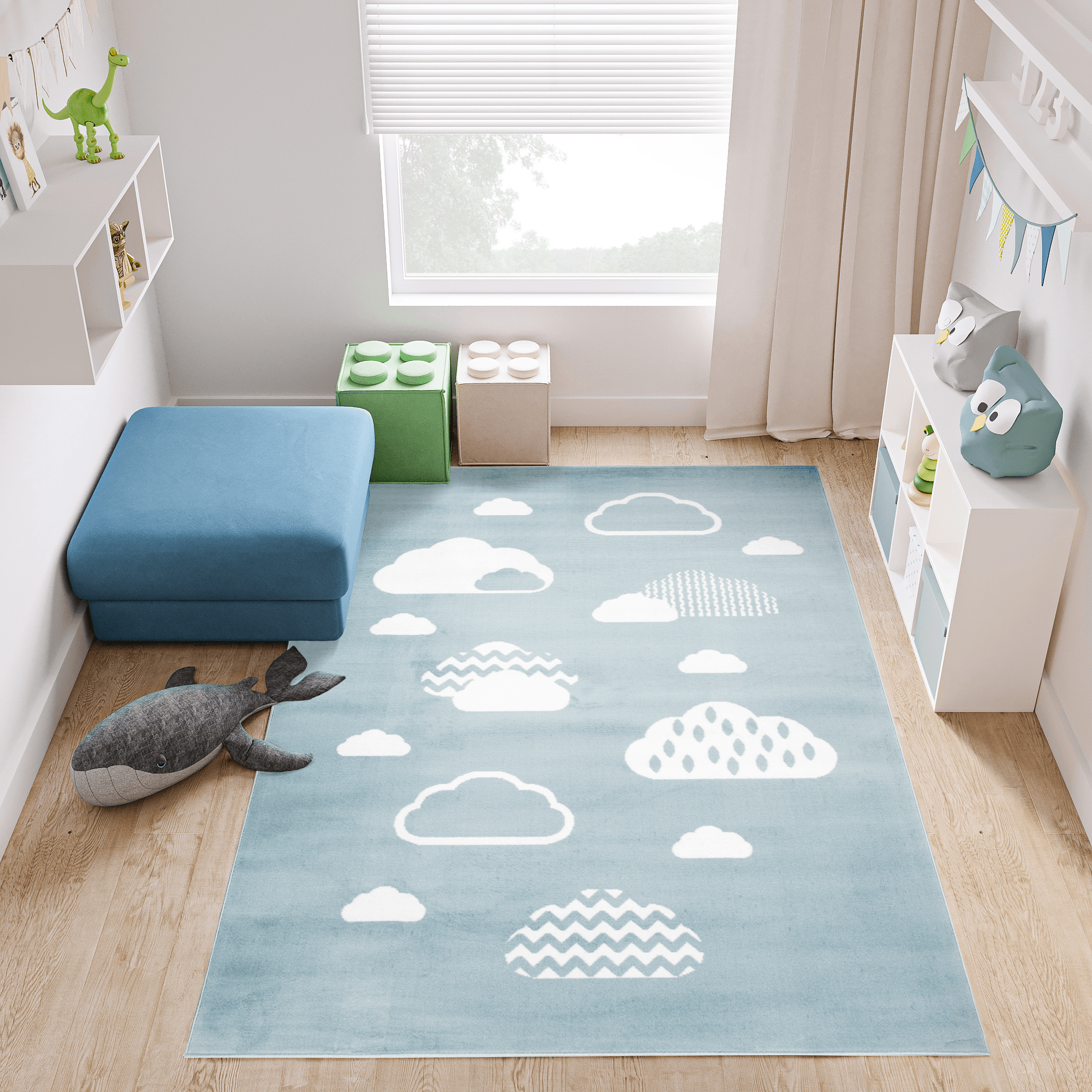 Dywan Dziecięcy Baby Niebieski Chmury