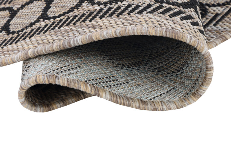 Dywan Melissa Okrągły Brązowy Czarny Mozaika Indoor Outdoor