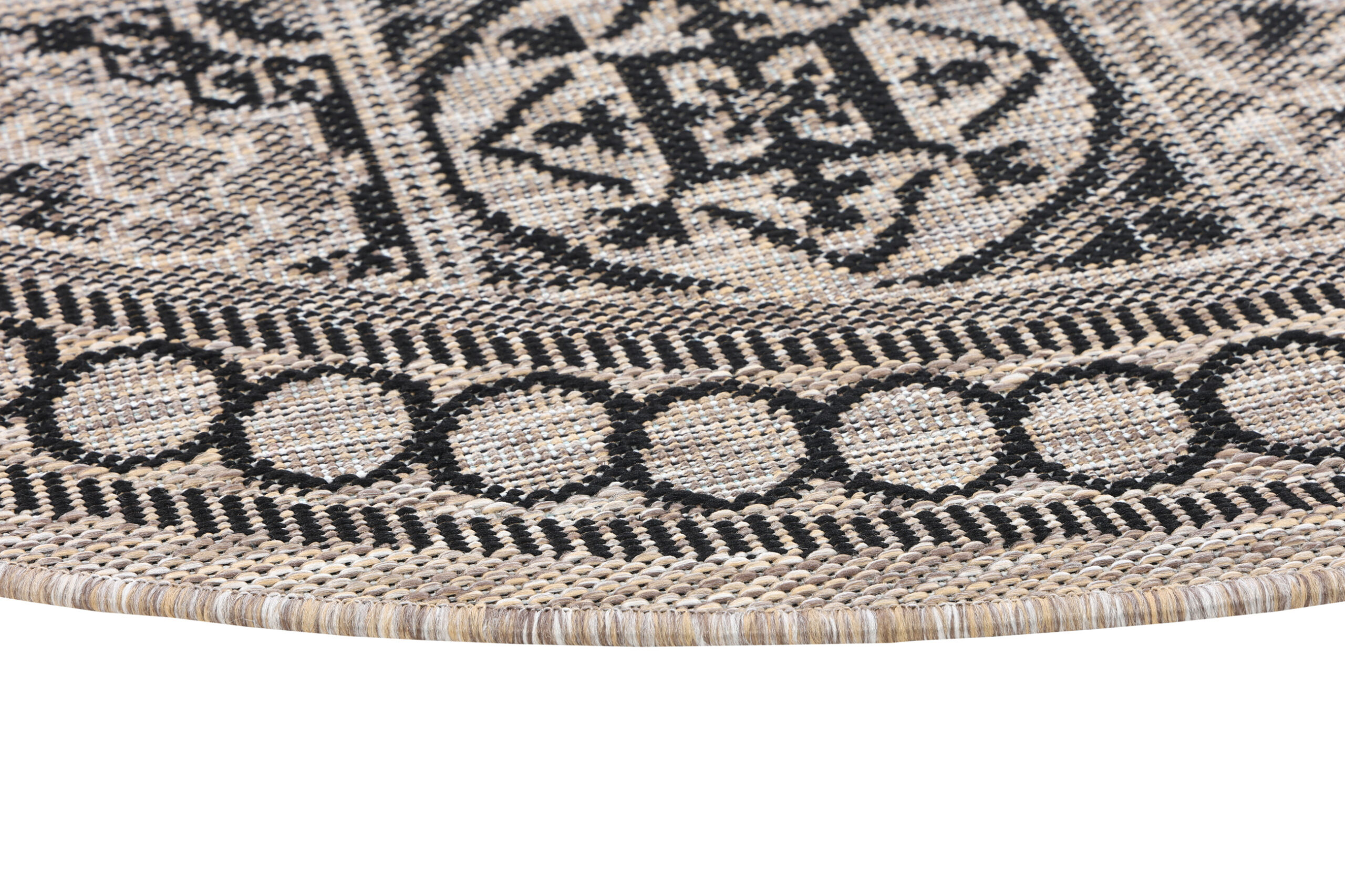 Dywan Melissa Okrągły Brązowy Czarny Mozaika Indoor Outdoor