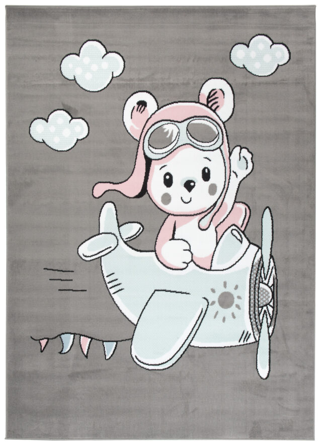 Dywan Dziecięcy Baby Szary Miś Pilot