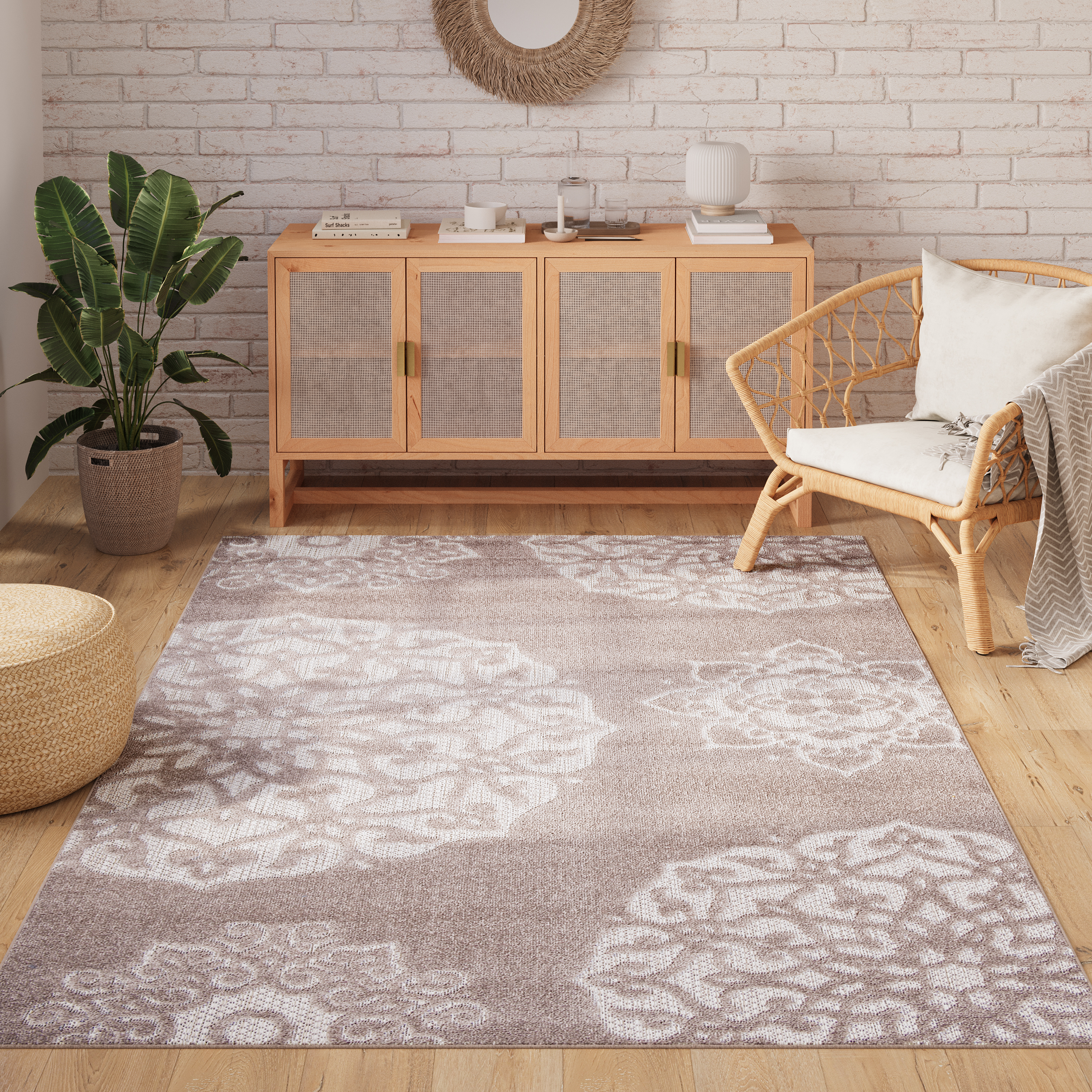 Dywan Zewnętrzny Patio Szary Ornamenty