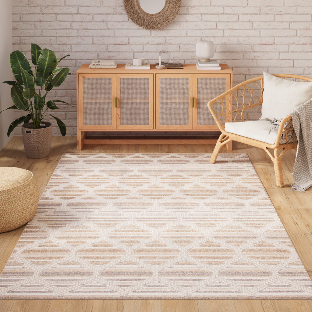Dywan Zewnętrzny Patio Kremowy Szary Trellis