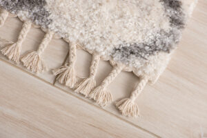 Dywan Versay Kremowy Szary Geometryczny z Frędzlami