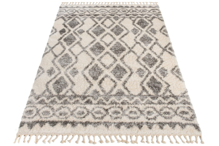 Dywan Versay Kremowy Szary Etniczny z Frędzlami