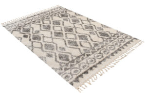 Dywan Versay Kremowy Szary Etniczny z Frędzlami