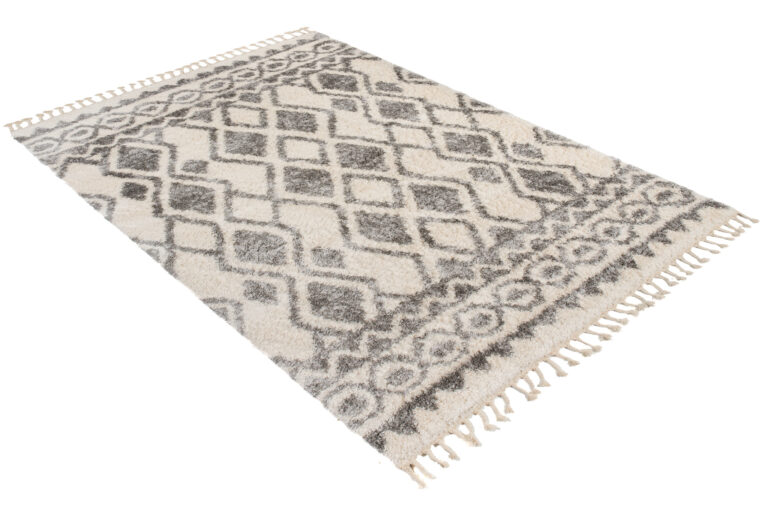 Dywan Versay Kremowy Szary Etniczny z Frędzlami