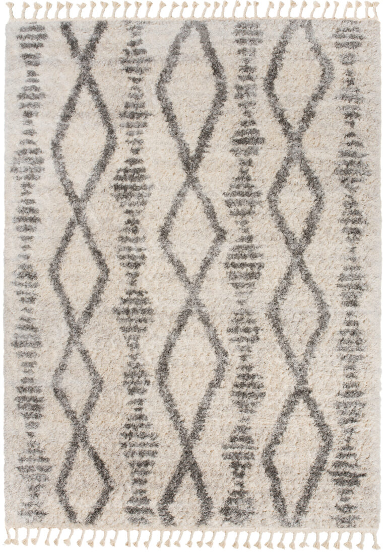 Dywan Versay Kremowy Szary Aztecki z Frędzlami