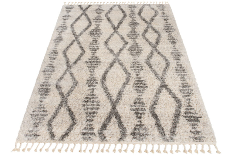 Dywan Versay Kremowy Szary Aztecki z Frędzlami