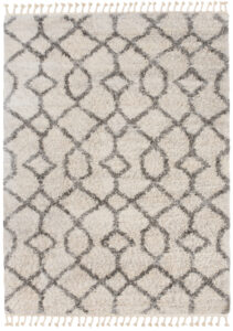 Dywan Versay Kremowy Szary Geometryczny z Frędzlami