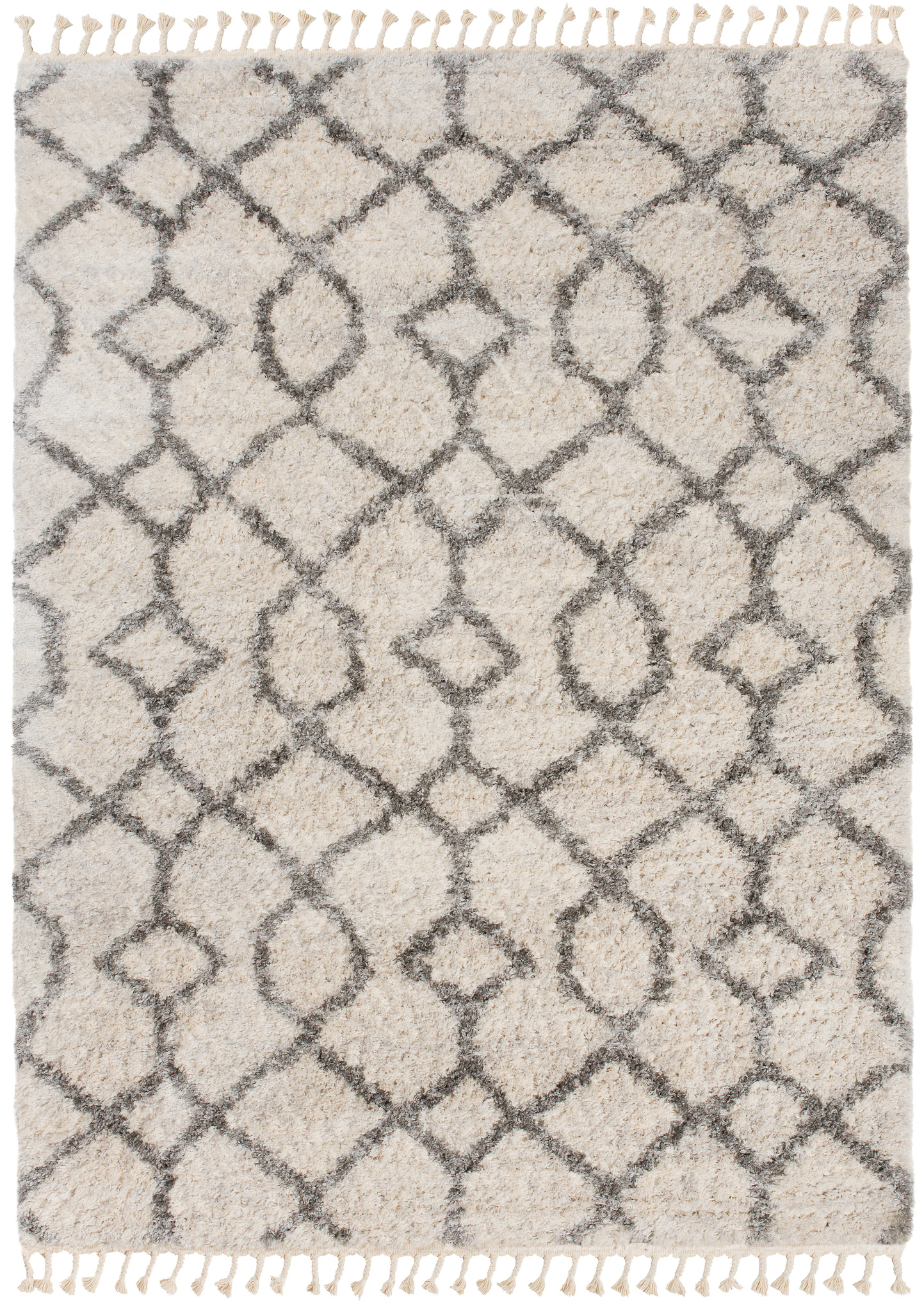 Dywan Versay Kremowy Szary Geometryczny z Frędzlami