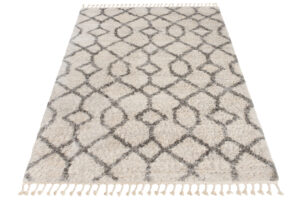 Dywan Versay Kremowy Szary Geometryczny z Frędzlami