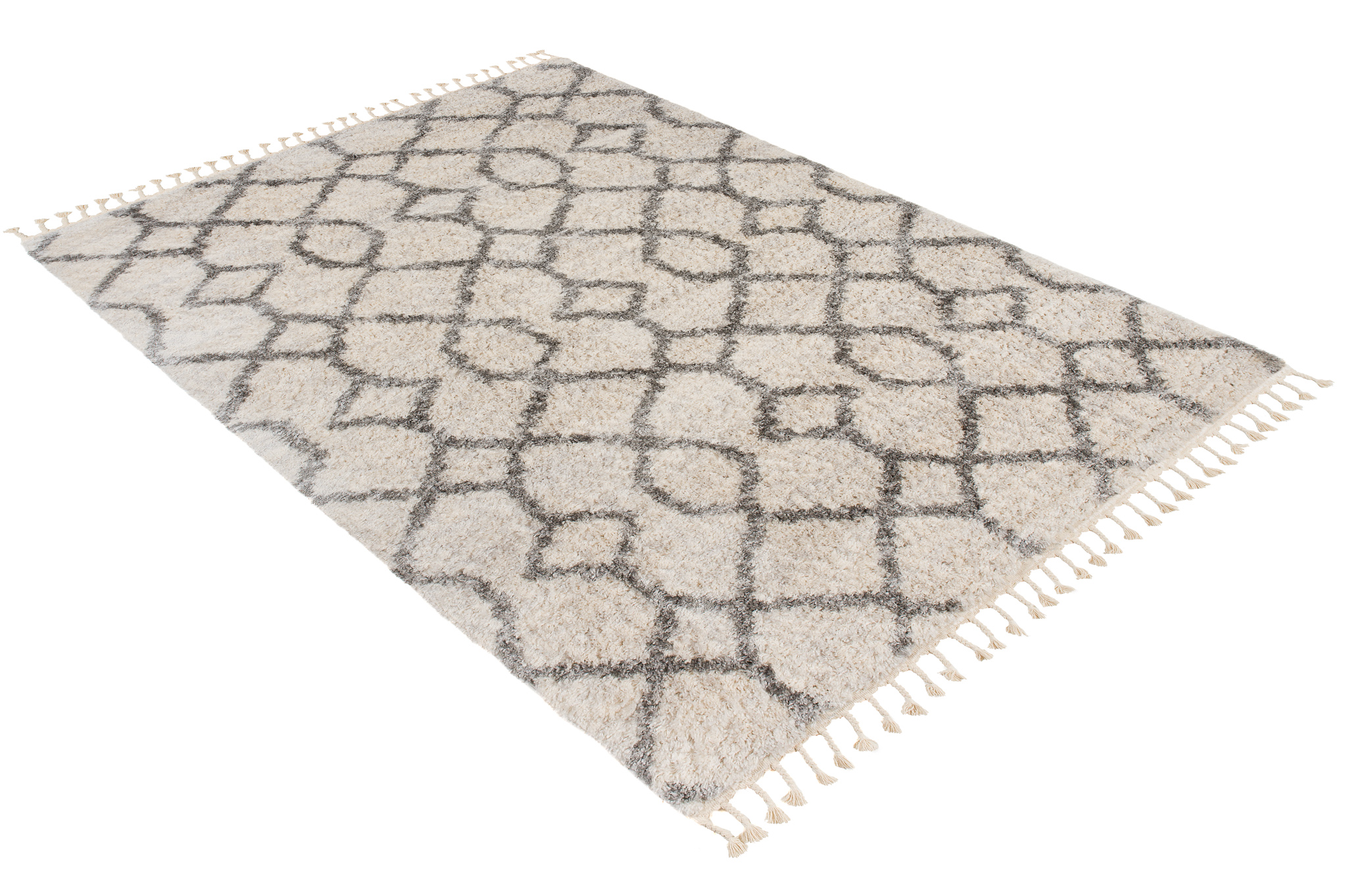 Dywan Versay Kremowy Szary Geometryczny z Frędzlami