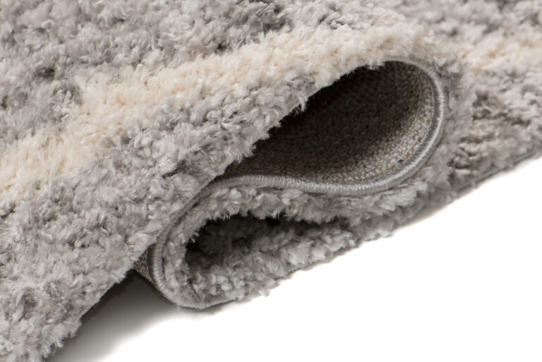 Dywan Versay Szary Kremowy w Kratę z Frędzlami